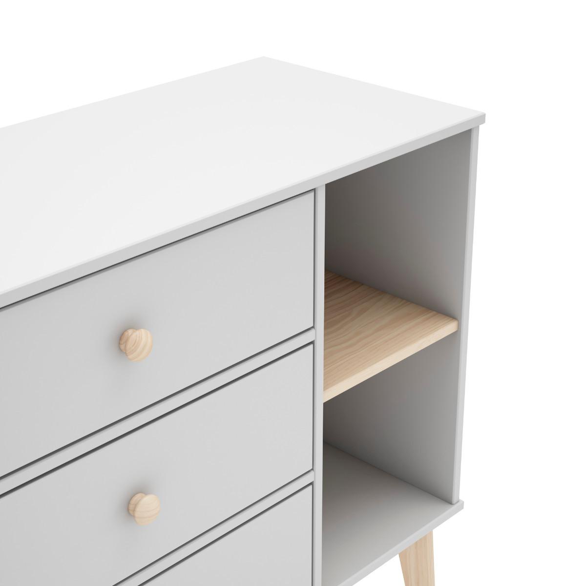 KOMMODE mit 3 Schubladen und 2 offenen Fächern, L90 cm 40/90/81 cm - Weiß, Holzwerkstoff (40/81/90cm) - Calicosy
