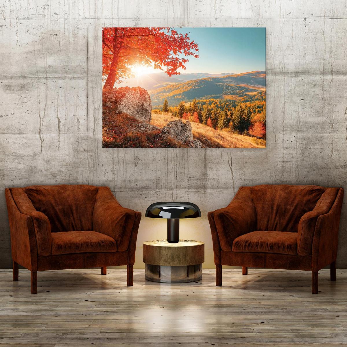 LEINWANDBILD Berge Landschaft Modern 100x70 - Multicolor, Holzwerkstoff (100/70cm) - Wallarena