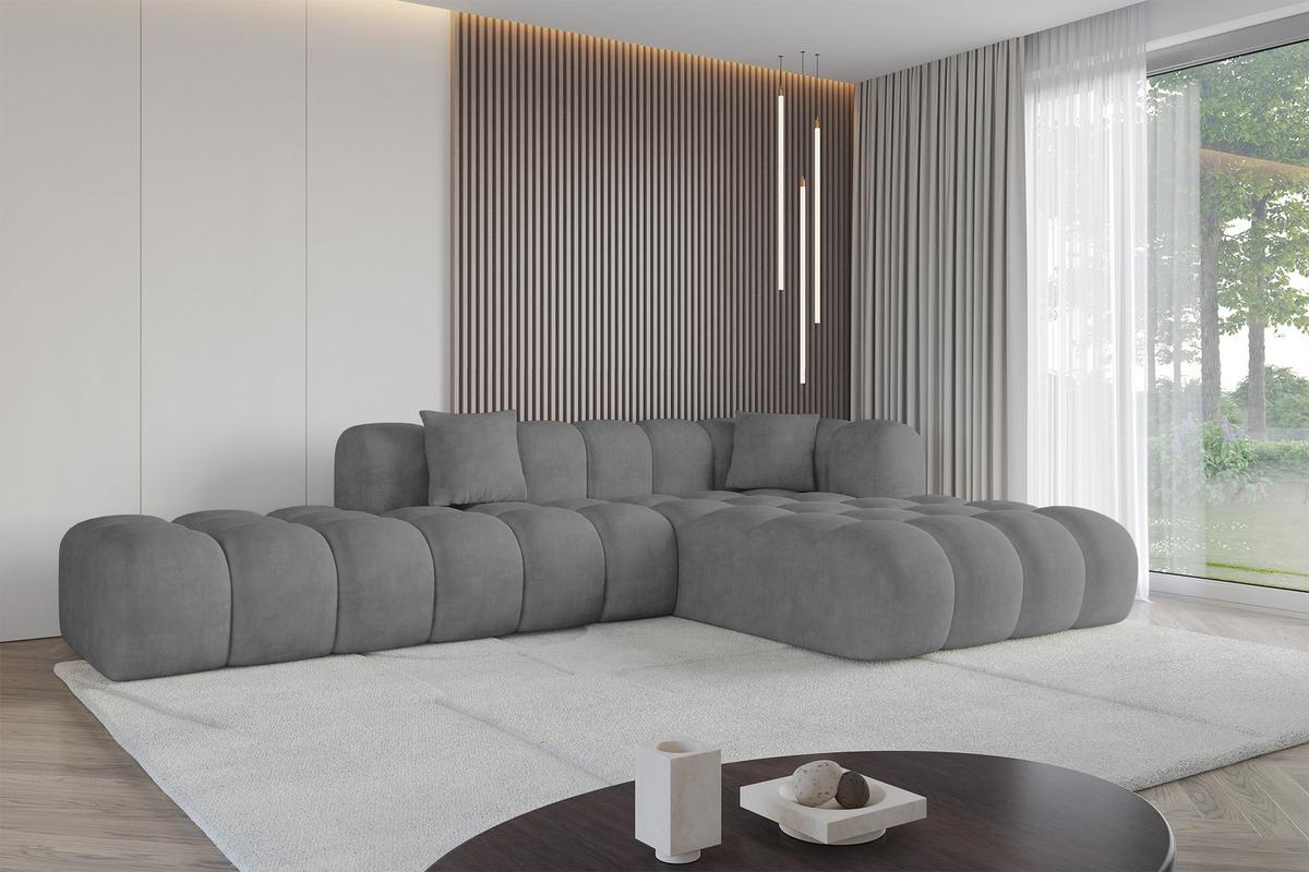 ECKSOFA Ottomane Rechts OLEA-L2 - 289x176x71 cm Titanfarben - Titanfarben/Schwarz, Holzwerkstoff/Kunststoff (289/176cm) - ALTDECOR