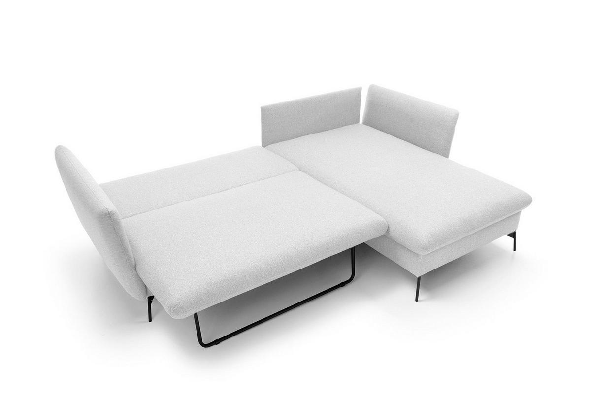 ECKSOFA FERRO Grau Geflochtener Stoff mit Schlaffunktion - Grau, Holz (258/167cm) - MASSENO