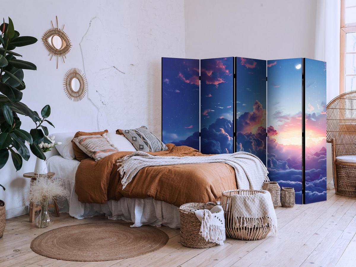 PARAVENT Einseitig Bedruckter 5-tlg 225x172 cm Himmel Voller Wolken - Blau, Holz/Textil (225/172/3cm) - Muralo