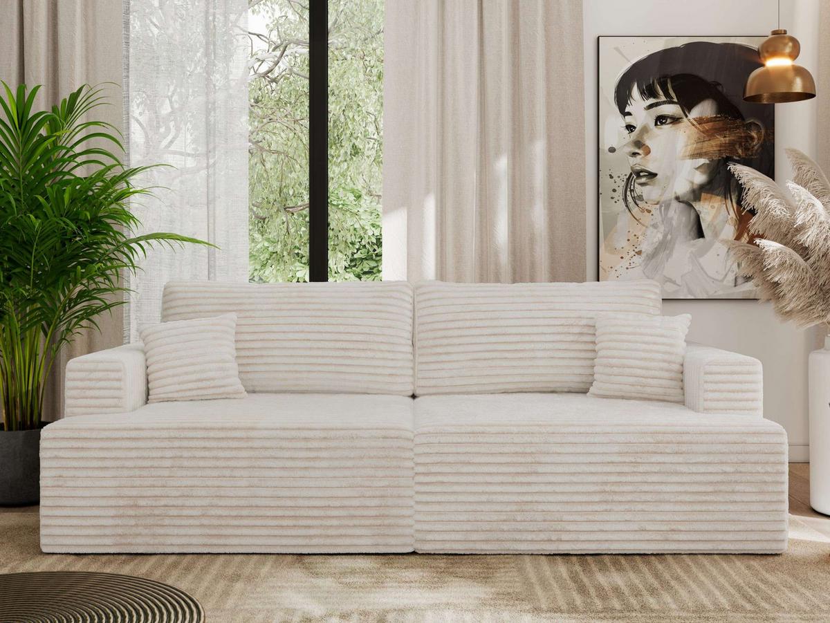 4-SITZER SOFA VIRELLA Beige Cord - Beige/Schwarz, Textil (240/88/115cm) - MKS