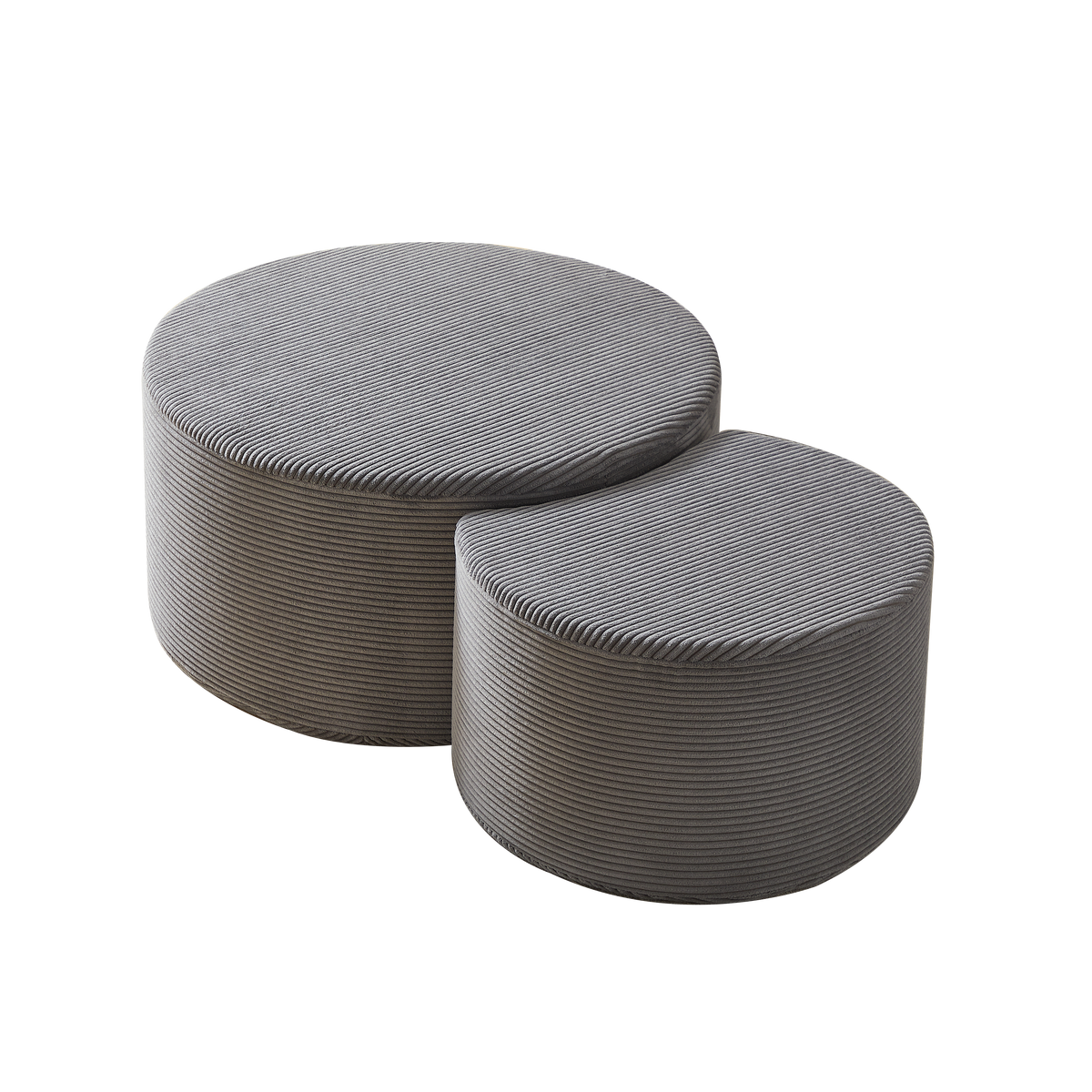 COUCHTISCH 2er Set Rund Gepolsterter Montagefrei - Schwarz, Textil (81/81/40cm) - Urban Meuble