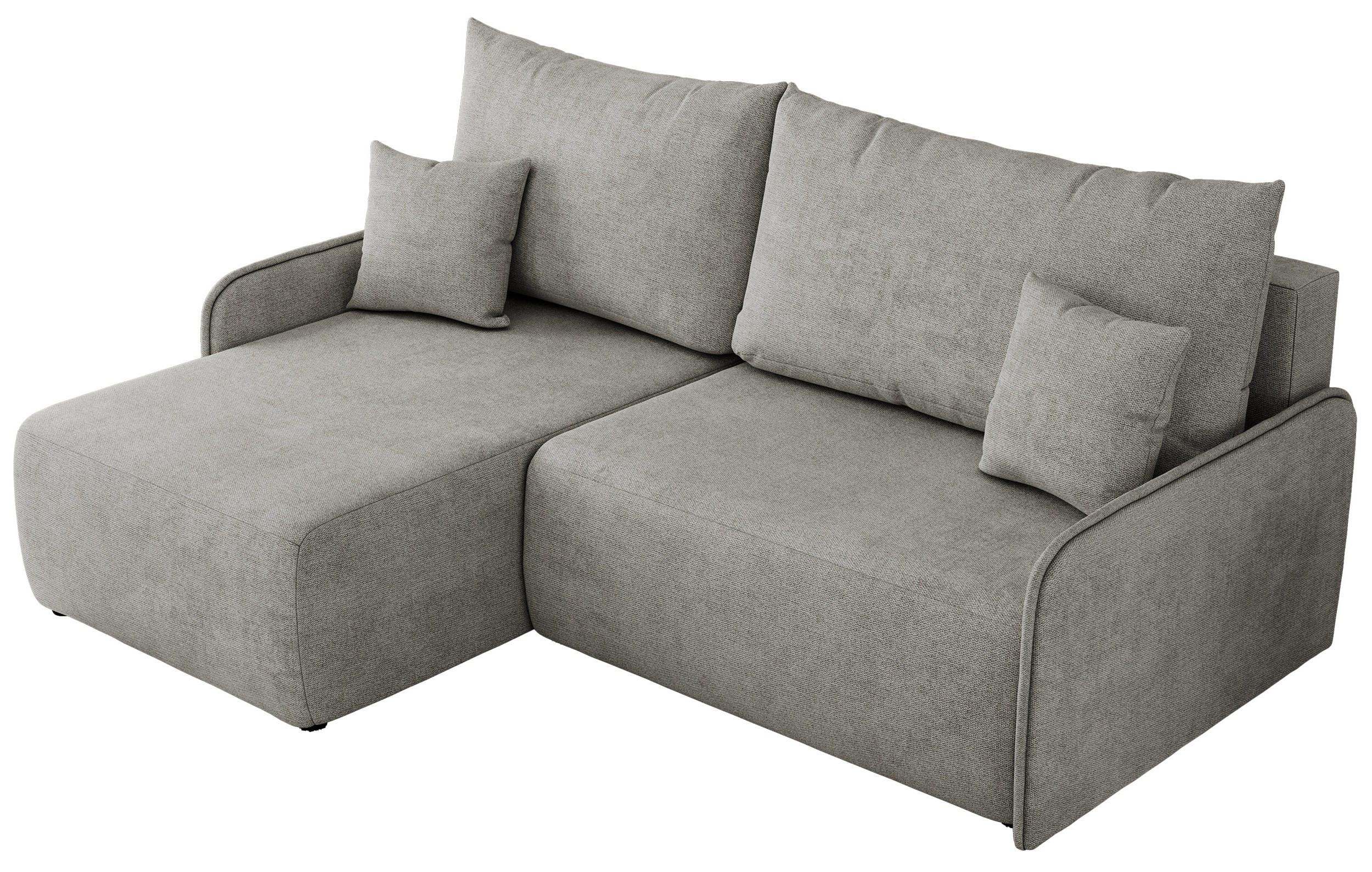 ECKSCHLAFSOFA ARPA L Hellgrau Struktur - links - Hellgrau/Schwarz, Kunststoff/Textil (198/150cm) - MKS