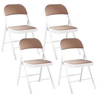 KLAPPSTUHL 4er-Set Metall Beige/Weiß Sparks - Beige, Metall (45/77/47cm) - Beliani