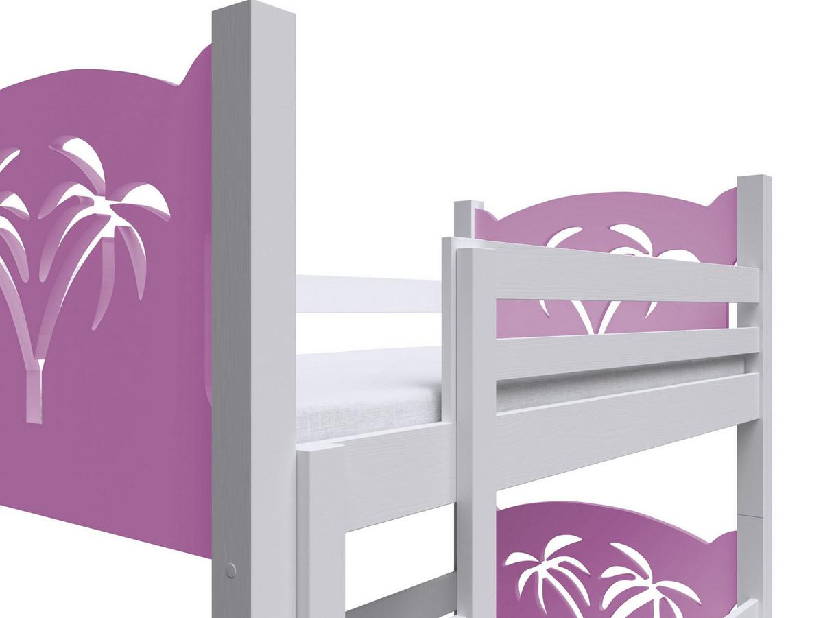 ETAGENBETT LEONE mit Bettkasten 80x180 cm Weiß - Weiß/Rosa, Holz (80/180cm) - MASSENO
