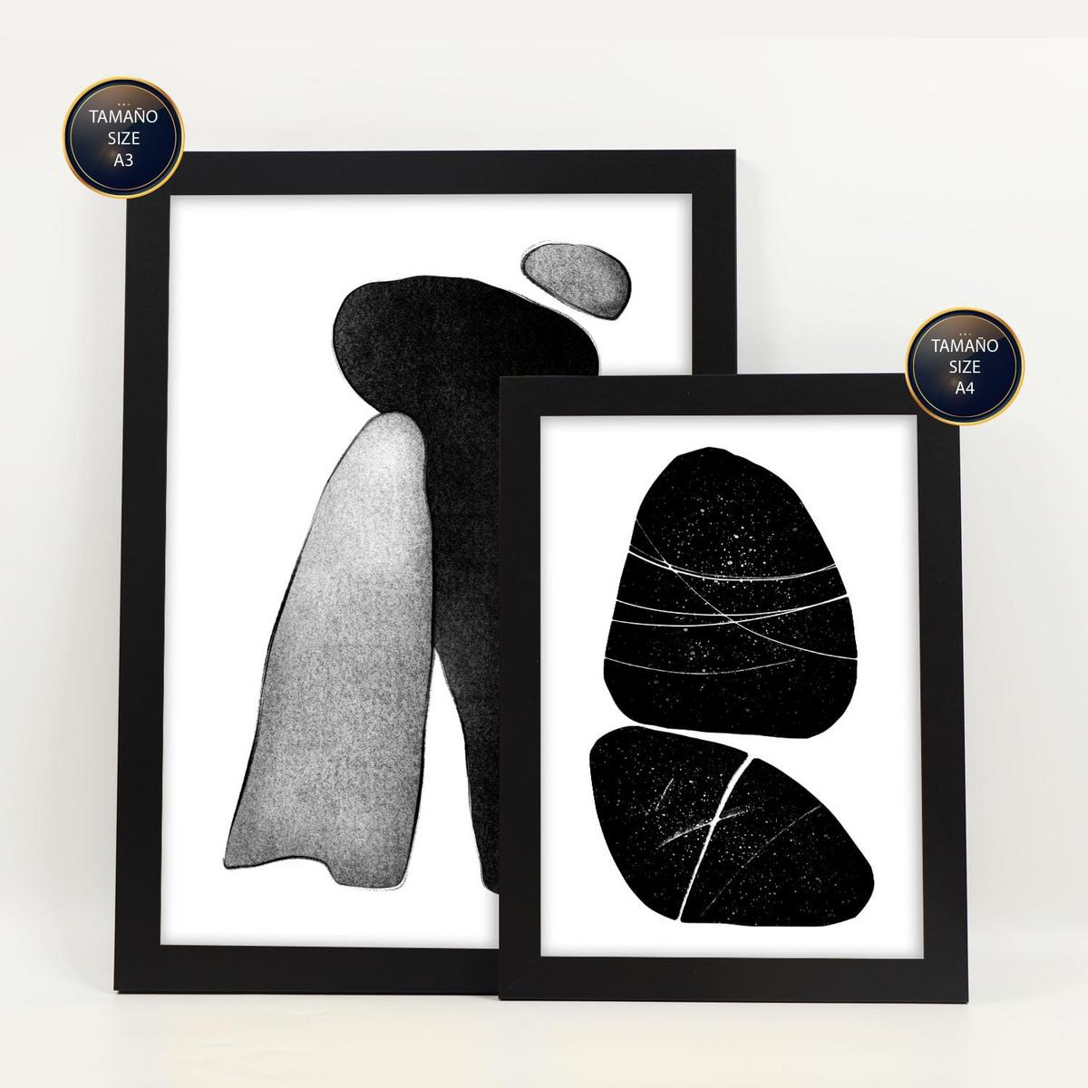 POSTER Set Mit 6 Datenlose Köpfe In Liebhaber Abstrakt Ästhetische Dekorative Gemälde Für Ihr Wohnzimmer Schlafzimmer Zuhause A3 & A4 Schwarzer Rahmen - Schwarz, Papier (29/3cm) - Nacnic