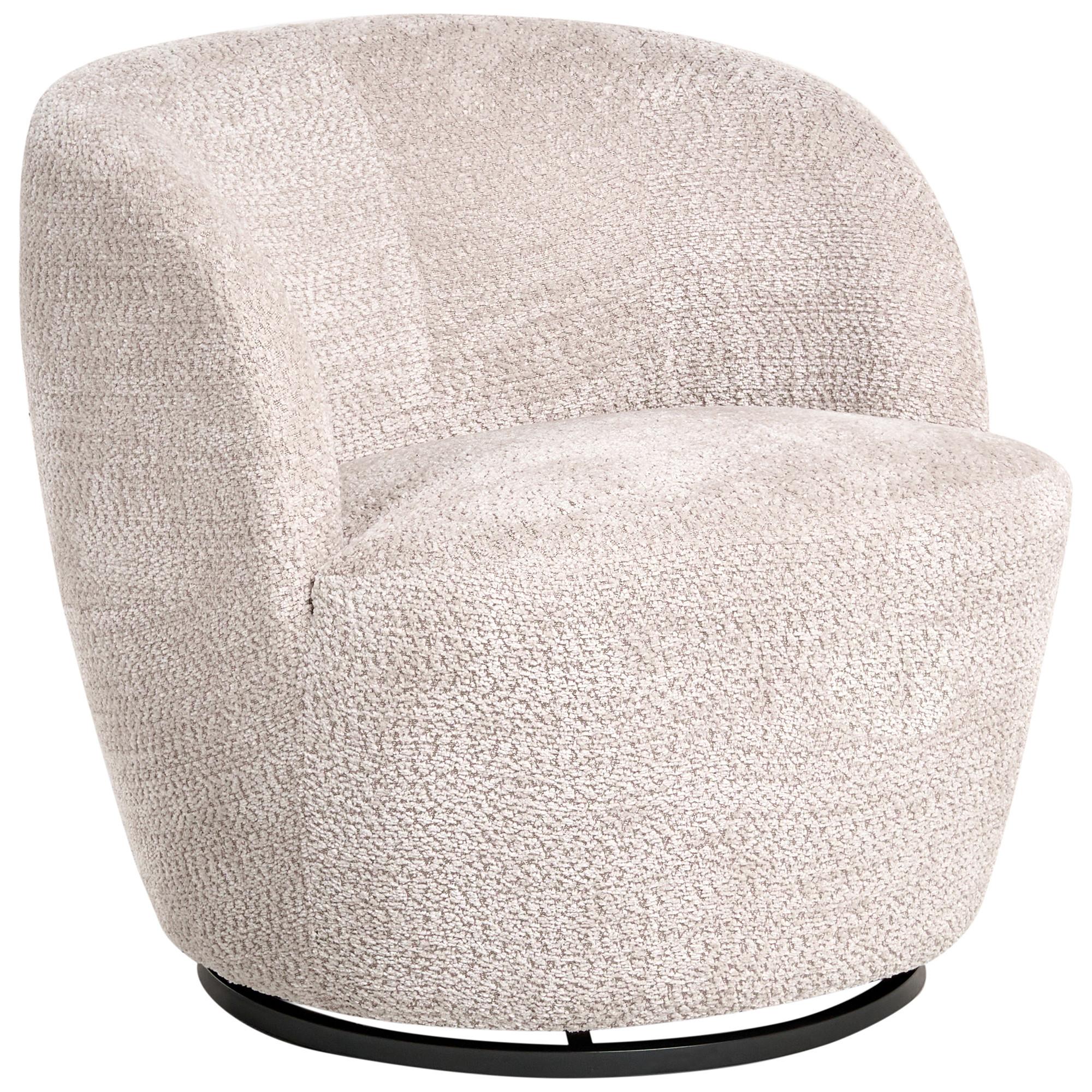 DREHSESSEL Chenillegewebe Beige Kuolpa - Beige, Textil (67/69/75cm) - Beliani