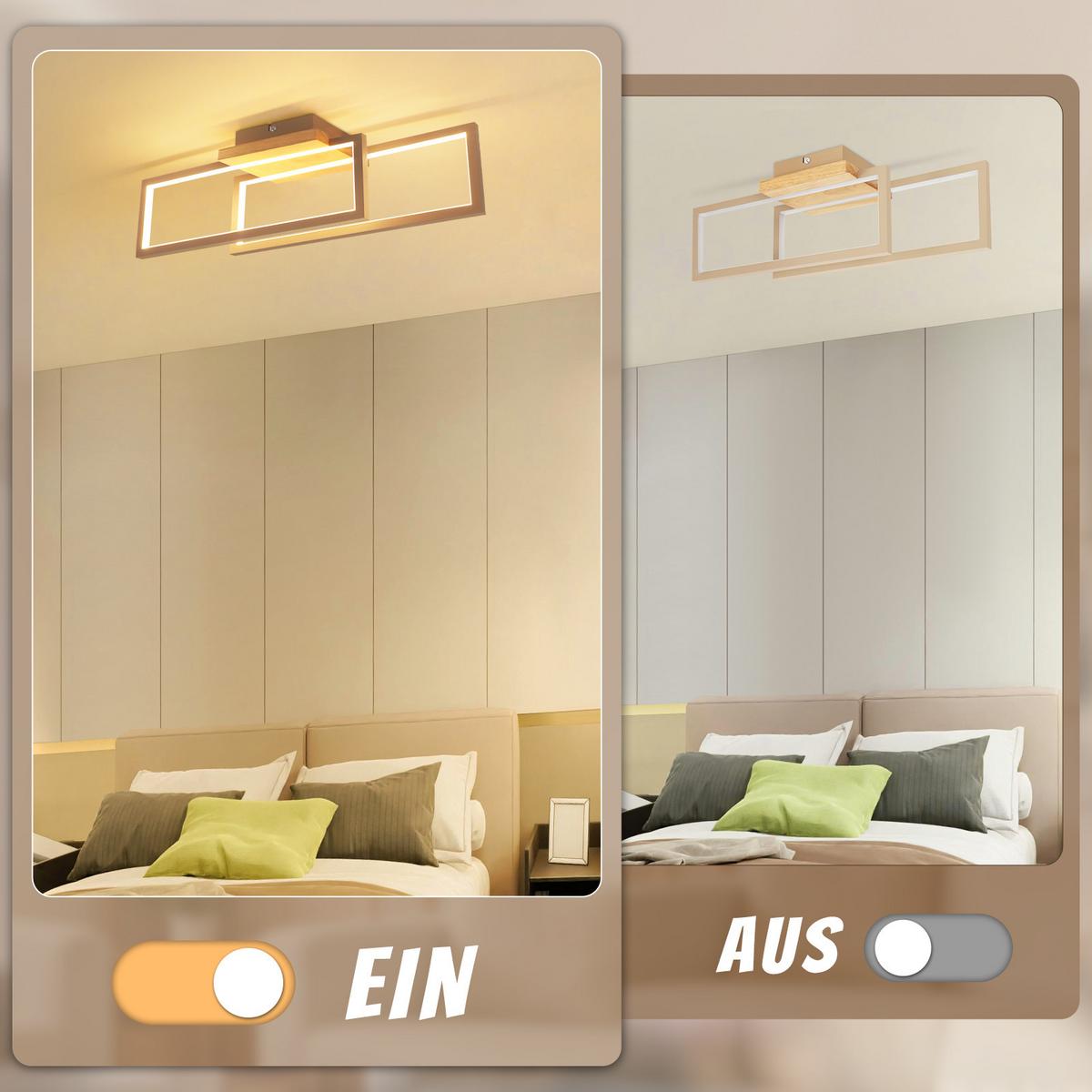 LED DECKENLEUCHTE Bralyn 48/13/16 cm - Braun, Holz/Metall (48/13/16cm) - ZMH