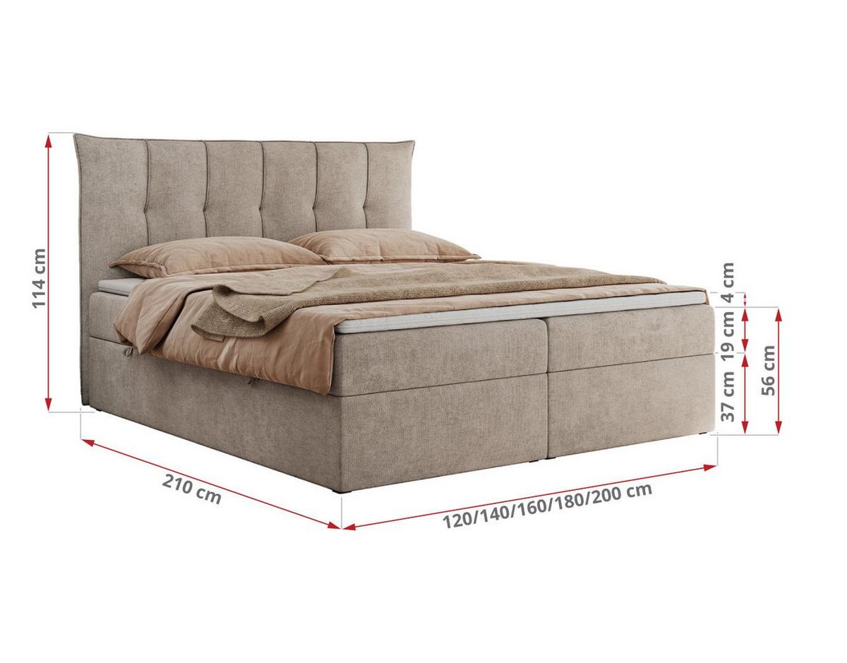 BOXBETT PREMIUM 10 140/200 Beige Struktur - H4 - Beige, Holz/Textil (140/200cm) - MKS