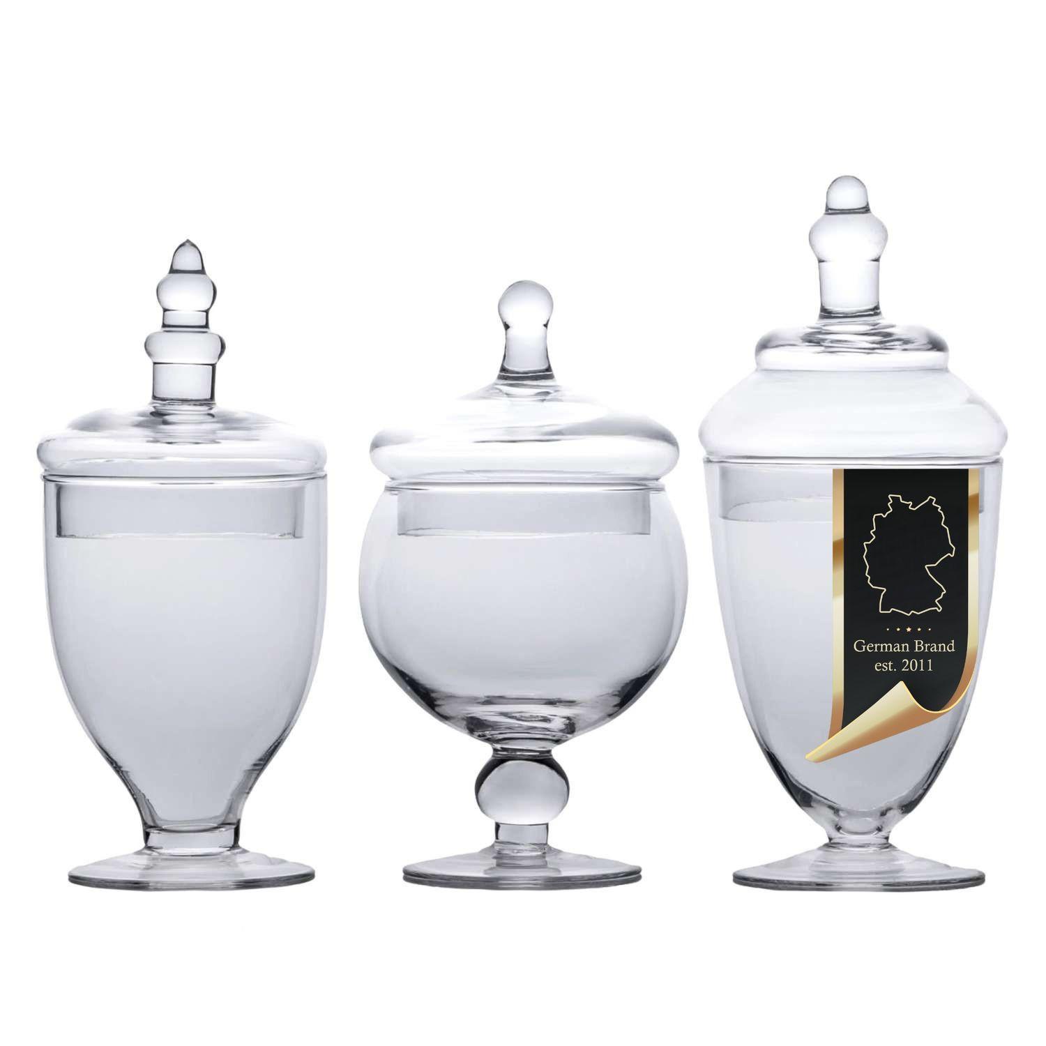 VORRATSGLAS SET für Süßigkeiten (3-tlg.) - Transparent, Glas (24.5/14.5/37.5cm) - Intirilife