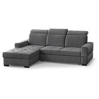 ECKSCHLAFSOFA Alex Mini grau links - Schwarz/Grau, Textil (245/185cm) - Beautysofa