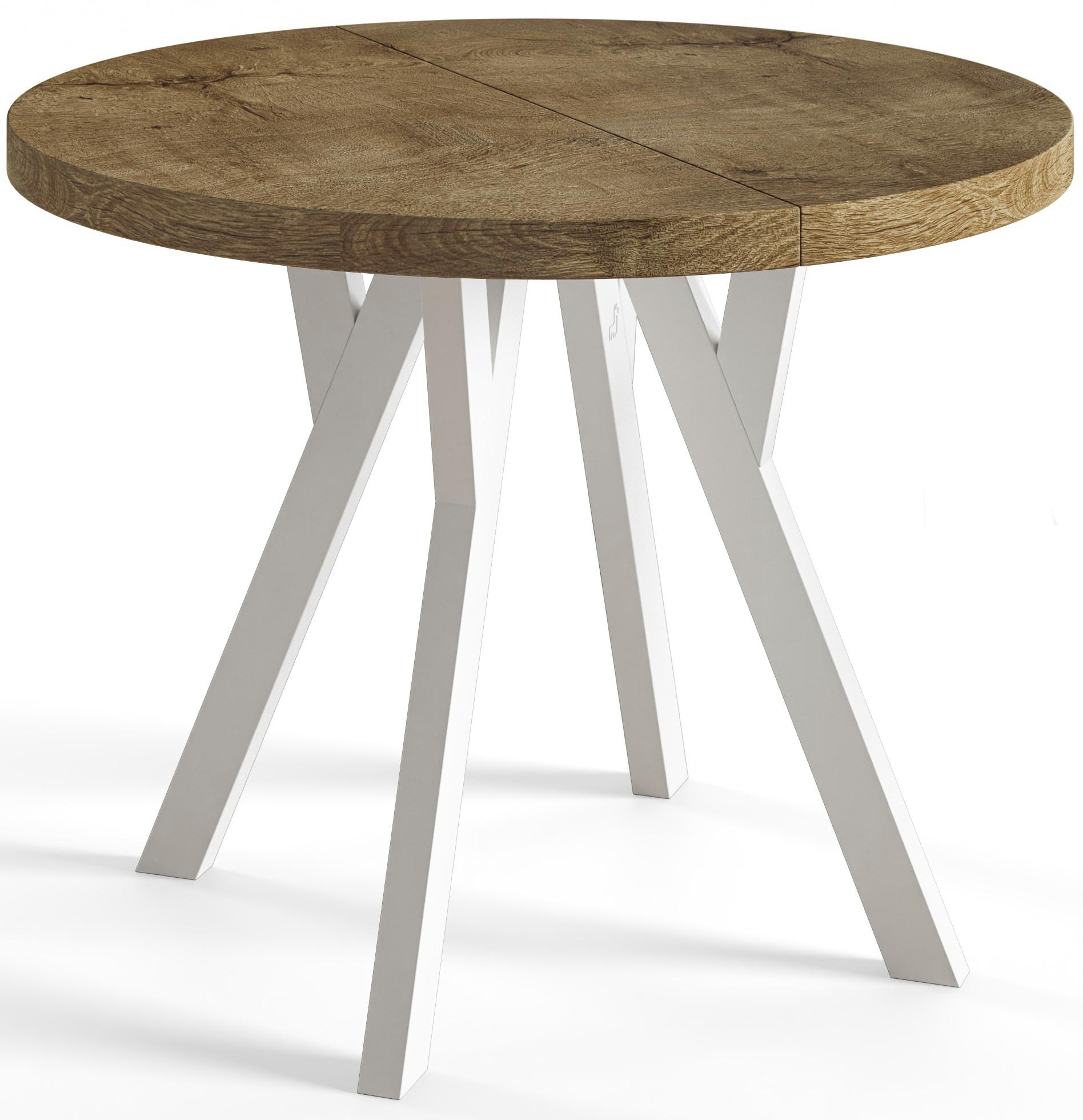 RUNDER Esstisch ausziehbar – Moderner Wohnzimmertisch und Küchentisch – Tisch mit Stabile Konstruktion, Durchmesser 110 cm - 210 cm - Farbe Lefkas - Dunkelbraun/Weiß, Holzwerkstoff (110/110/77cm) - Alpi-Möbel