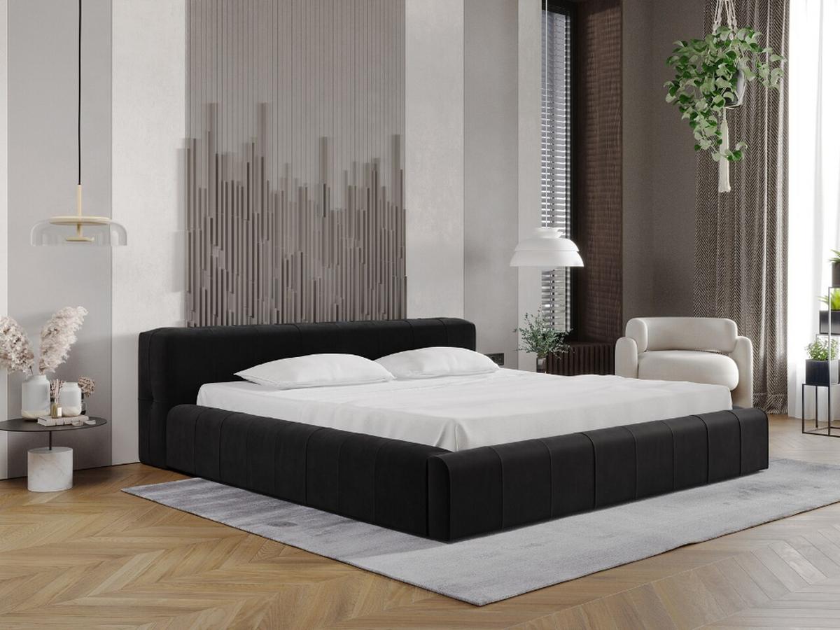 POLSTERBETT Lipari 160x200 Schwarz - Schwarz/Naturfarben, Holz/Textil (160/200cm) - Graingold