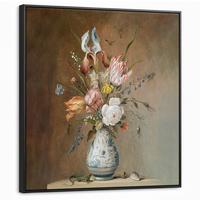 LEINWAND Bilder mit Rahmen - Alte Meister - Blumen - Balthasar van der Ast - 90x90 - Hellbraun, Textil (90/90cm) - MuchoWow