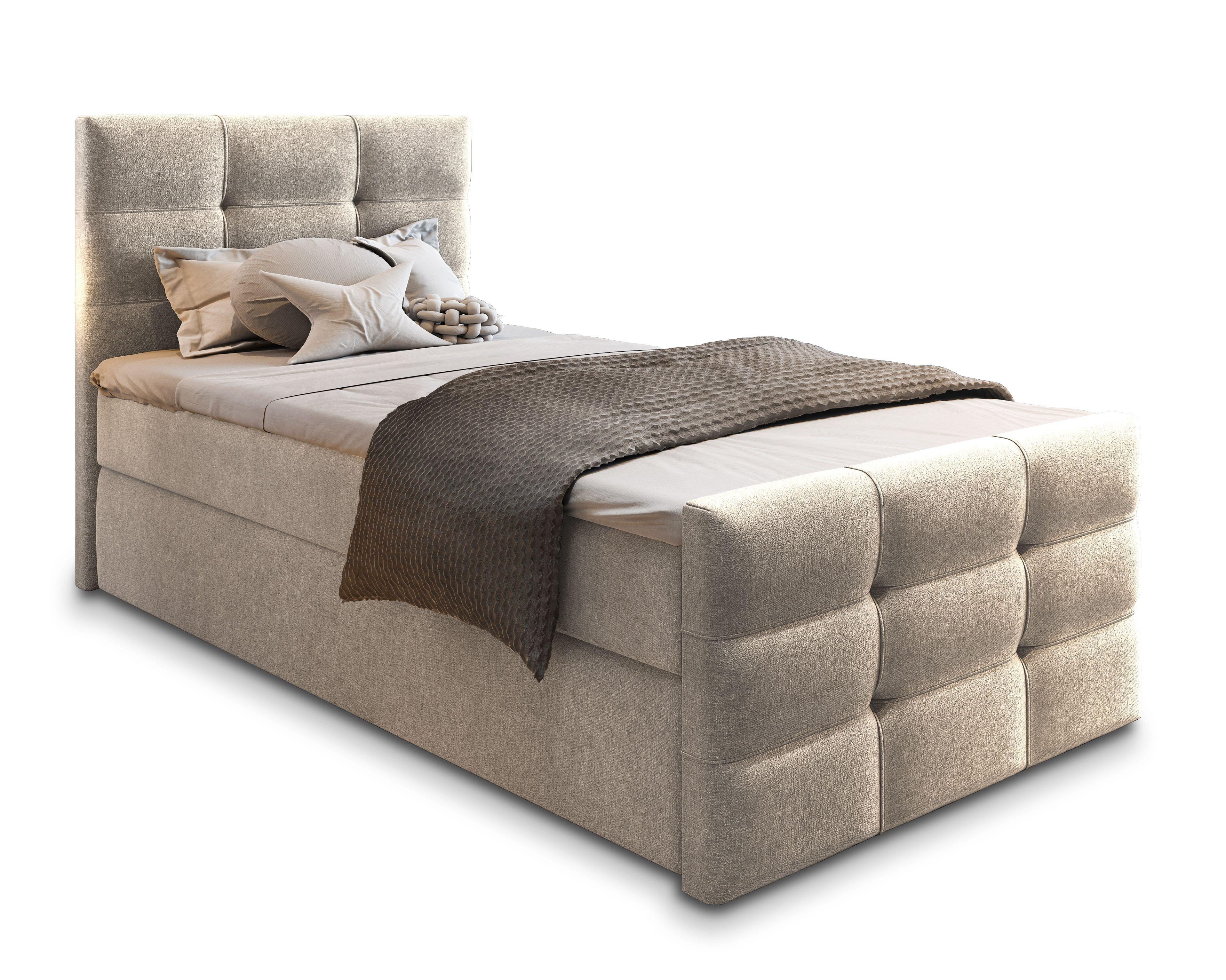 BOXBETT AMON 100 100x200 cm mit Matratze und Topper - Beige - Beige, Holz (100/200cm) - MASSENO