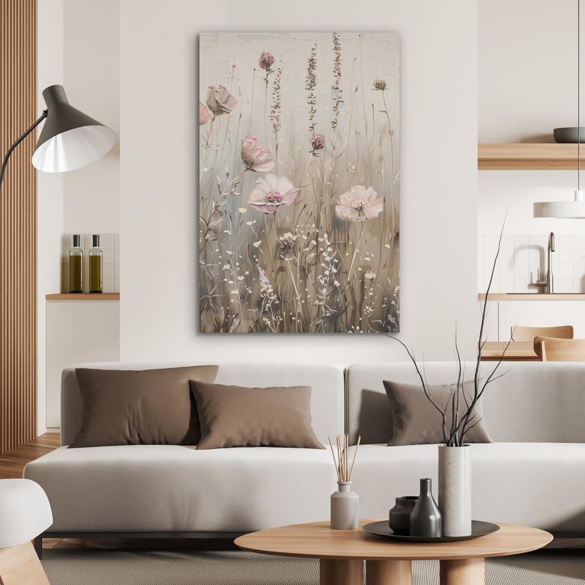 AKUSTIKBILD Blumen - Rosa - Modern - Beige Wanddeko 70x100 cm - Beige, Kunststoff (70/100/0.9cm) - MuchoWow