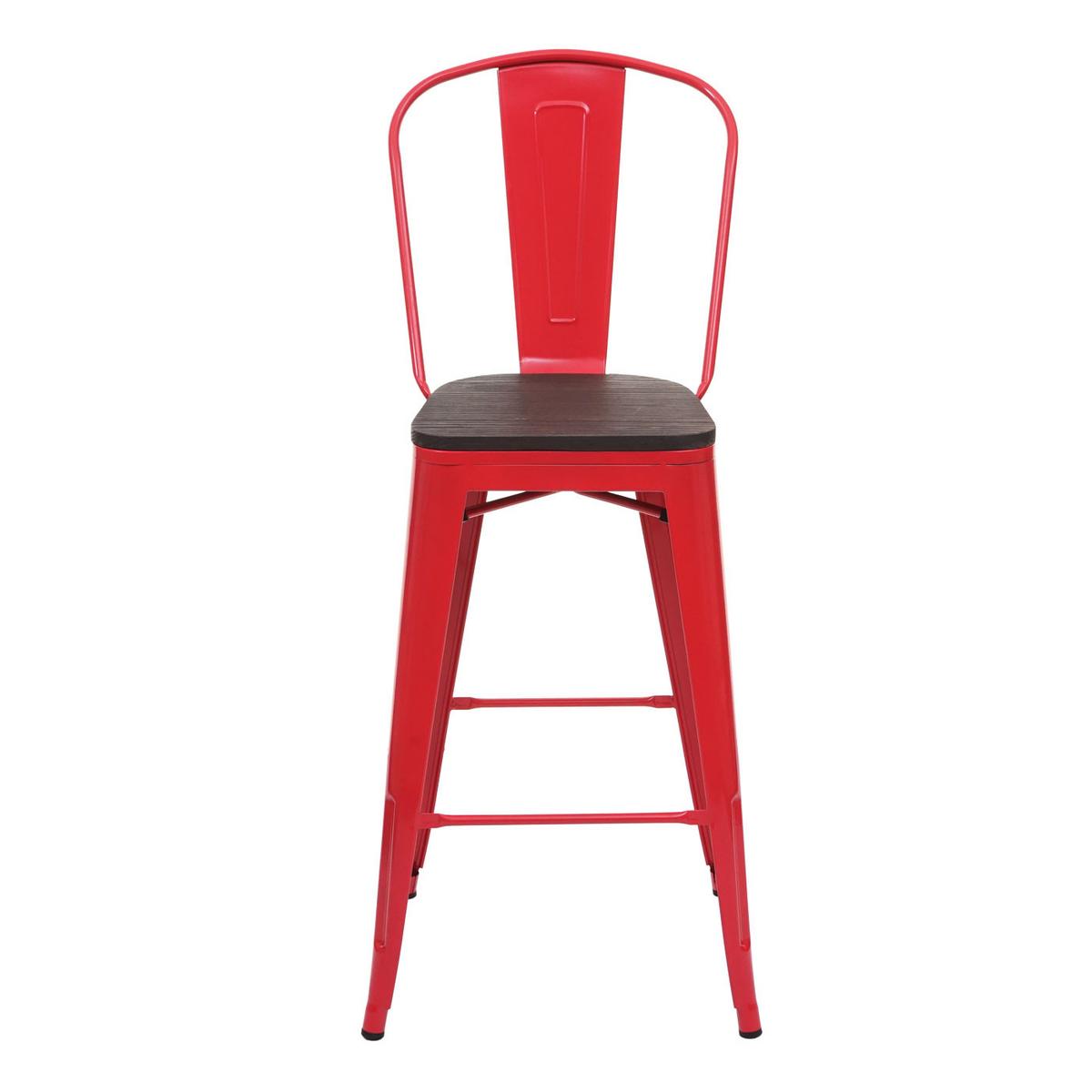 BARHOCKER INKL. HOLZ-SITZFLÄCHE Rot - Rot, Holz (50/117/45cm) - MCW
