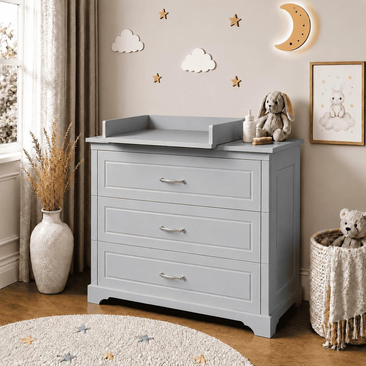 SIDEBOARD TWINKLE für das Kinderzimmer Grau matt Wickeltisch - Grau, Holzwerkstoff (98/89.5/53cm) - Lookway