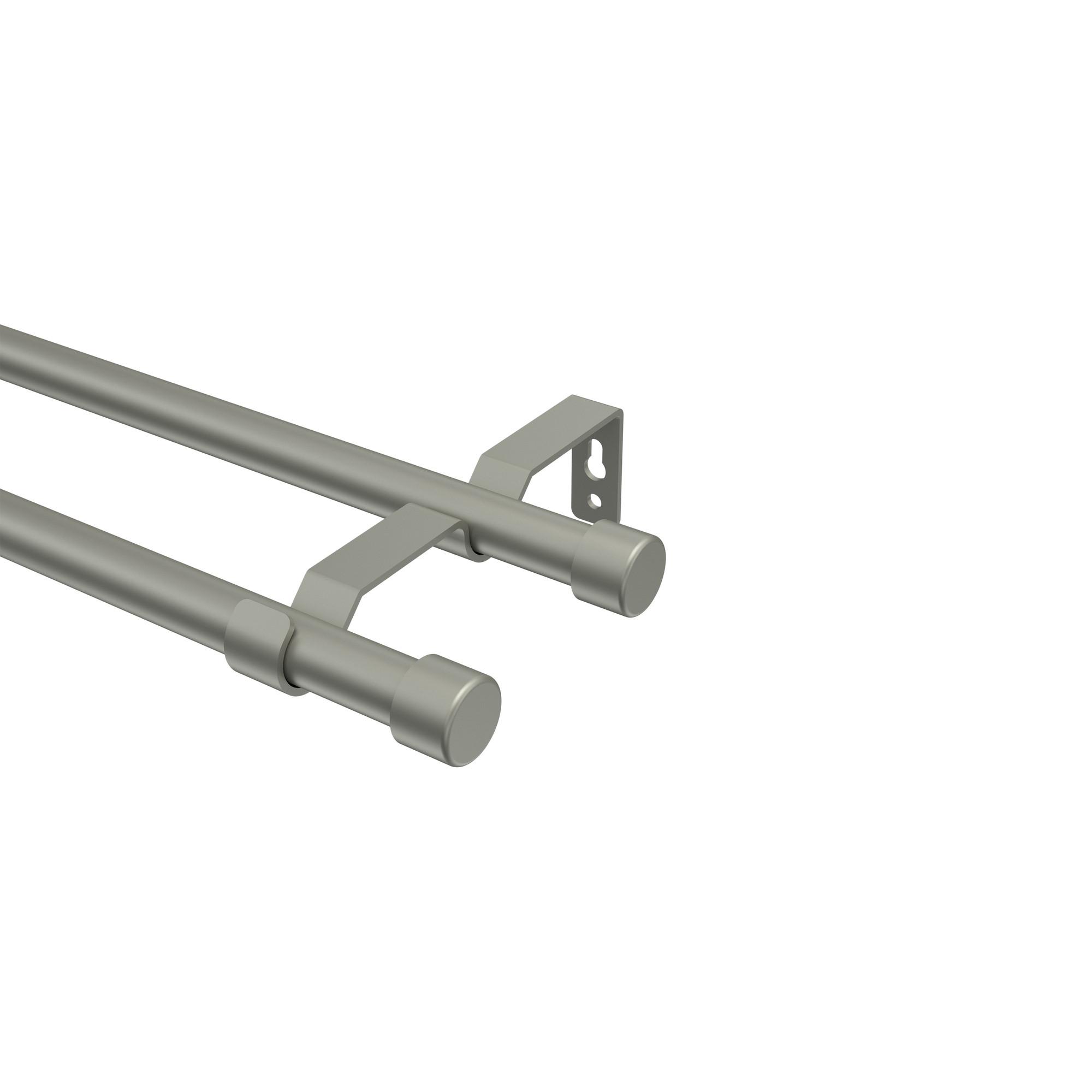 GARDINENSTANGE Olymp Lucan 600 cm (geteilt in 3 x 200 cm), 2-läufig (ohne Ringe), 16 mm Ø Chrom matt - Chromfarben/Nickelfarben, Metall (600cm) - INTERDECO