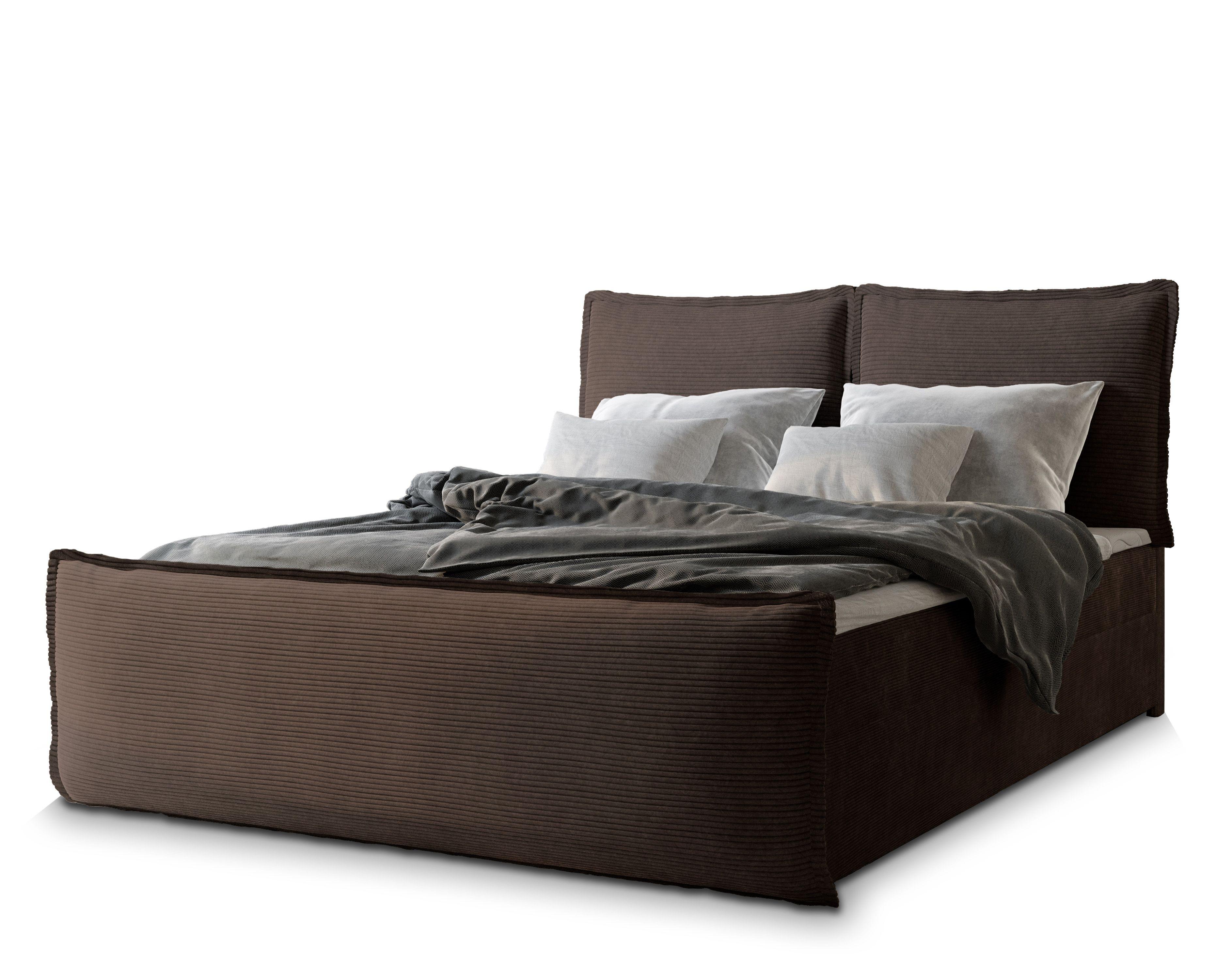 BOXBETT MONTA 180x200 cm mit Matratze und Topper - Braun - Braun, Holz (180/200cm) - MASSENO