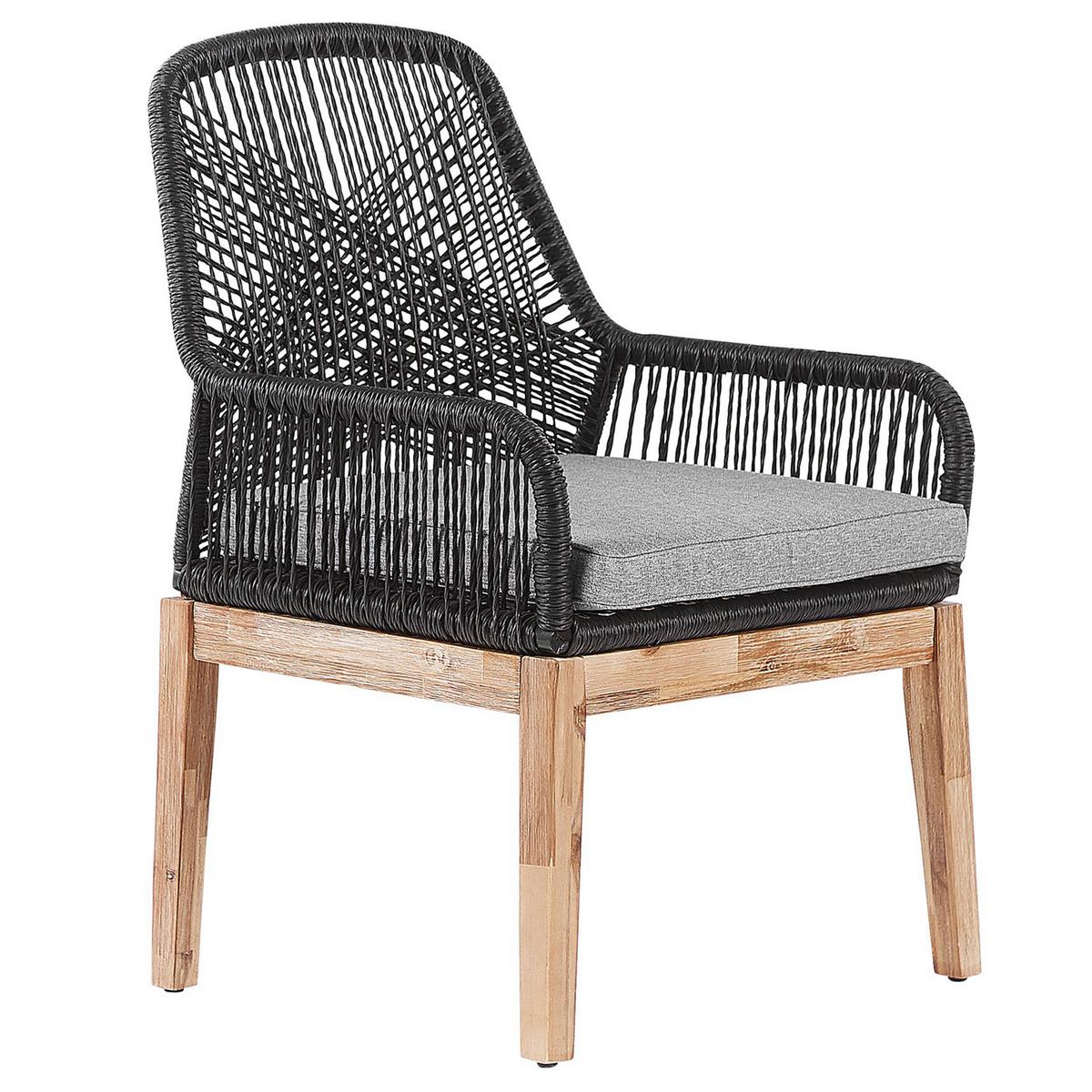 GARTENMÖBEL SET 4-Sitzer Faserzement grau 90 cm schwarz/grau Olbia - Hellbraun/Schwarz, Stein - Beliani