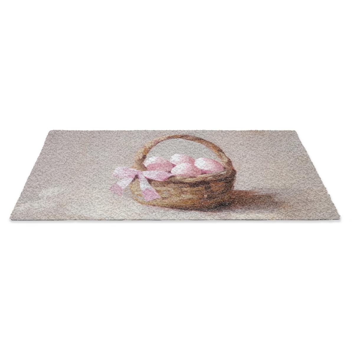 FUSSMATTE Korb - Eier - Rosa Schmutzmatte 60x40 cm - Beige, Kunststoff (40/60cm) - MuchoWow