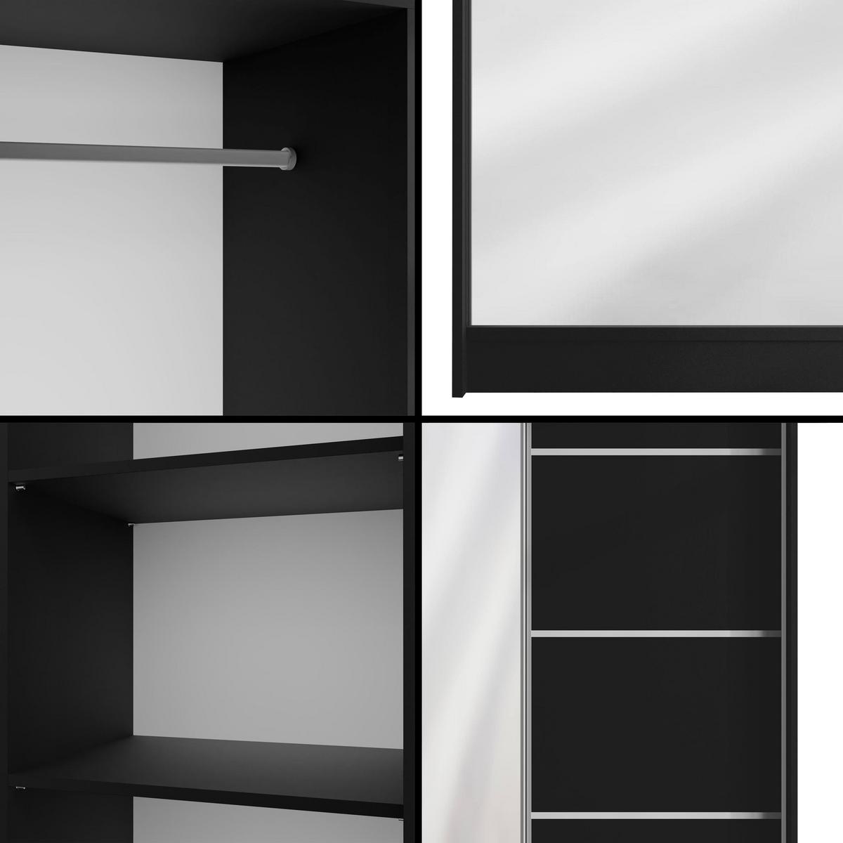 KLEIDERSCHRANK PAOKI - 200 cm - Schwarz - Schwarz, Holzwerkstoff (200/215/61cm) - ALTDECOR