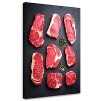 LEINWANDBILD Fleisch Steaks 40x60cm - Grau, Textil (40/60cm) - Feeby