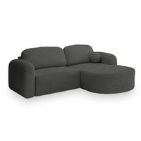 ECKSOFA AMILIA R-S Grau Boucle-Stoff mit Schlaffunktion - Grau, Holz (263/174cm) - MASSENO