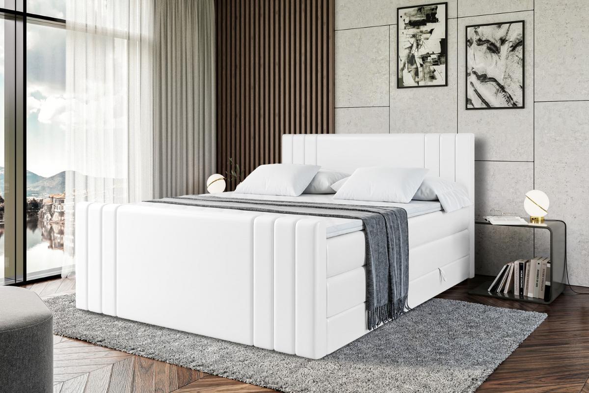 BOXSPRINGBETT IDRIKO-Z KING - 180x200 - H3/H4 - Weiß Hochglanz - Weiß Hochglanz, Holzwerkstoff (180/200cm) - ALTDECOR