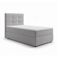 BOXBETT SAKARYA 80x200 cm mit Bettkasten und Matratze - Hellgrau + TOPPER - Hellgrau/Schwarz, Holz/Holzwerkstoff (80/200cm) - AX Living
