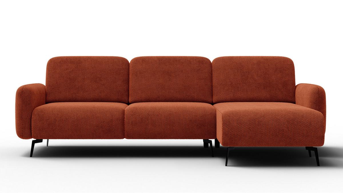 ECKSOFA FEBE 4-Sitzer rechts, dunkelorange - Dunkelorange/Schwarz, Holz/Textil (264/157cm) - Wozimo