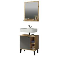 BADMÖBEL-SET 2-teilig grau, Evoke Eiche, Badkombination 60 cm - Eichefarben/Grau, Glas/Holzwerkstoff (60/190/33cm) - Furn.Design