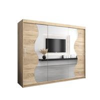 SCHWEBETÜRENSCHRANK 200/250/62 3-türig - Silberfarben/Sonoma Eiche, Holz/Kunststoff (250/200/62cm) - MÖBEL KRYSPOL