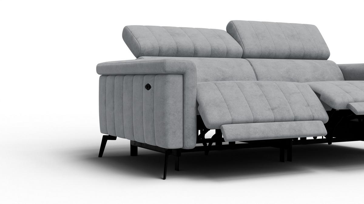 RELAXSOFA NORDEL 3-Sitzer, grau - Schwarz/Grau, Holz/Textil (194/80/105cm) - Wozimo