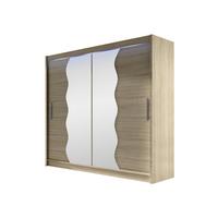 KLEIDERSCHRANK London X, mit RGB LED Beleuchtung - Silberfarben/Sonoma Eiche, Holzwerkstoff/Kunststoff (180/215/58cm) - MIRJAN24