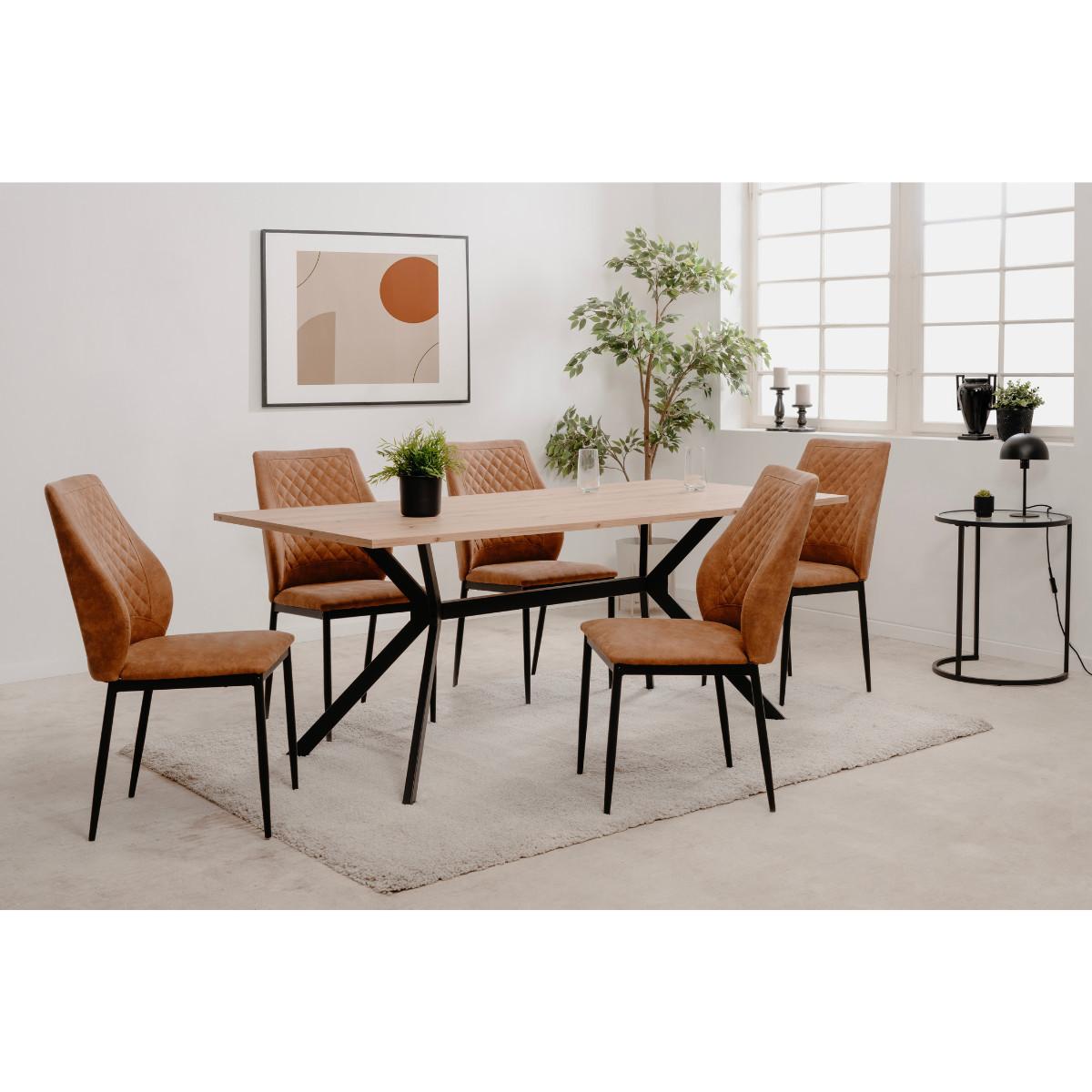 ESSZIMMERSTÜHLE STOFF MIT METALLGESTELL 4er set 45/90/45 cm - Braun, Metall (45/90/48cm) - Calicosy
