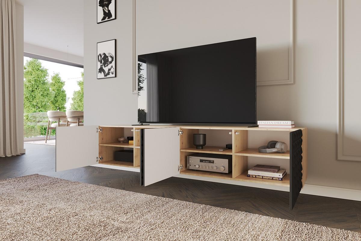 LOWBOARD VIRA-W 2x100x40x40 cm - Artisan / Schwarz - Schwarz, Holzwerkstoff (200/40/40cm) - ALTDECOR