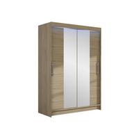 KLEIDERSCHRANK Miami II, mit RGB LED Beleuchtung - Silberfarben/Sonoma Eiche, Holzwerkstoff/Kunststoff (120/200/58cm) - MIRJAN24