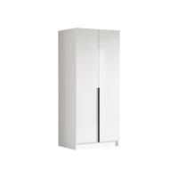 KLEIDERSCHRANK Bono I - Weiß Hochglanz/Schwarz, Holzwerkstoff/Metall (100/215/58cm) - MIRJAN24