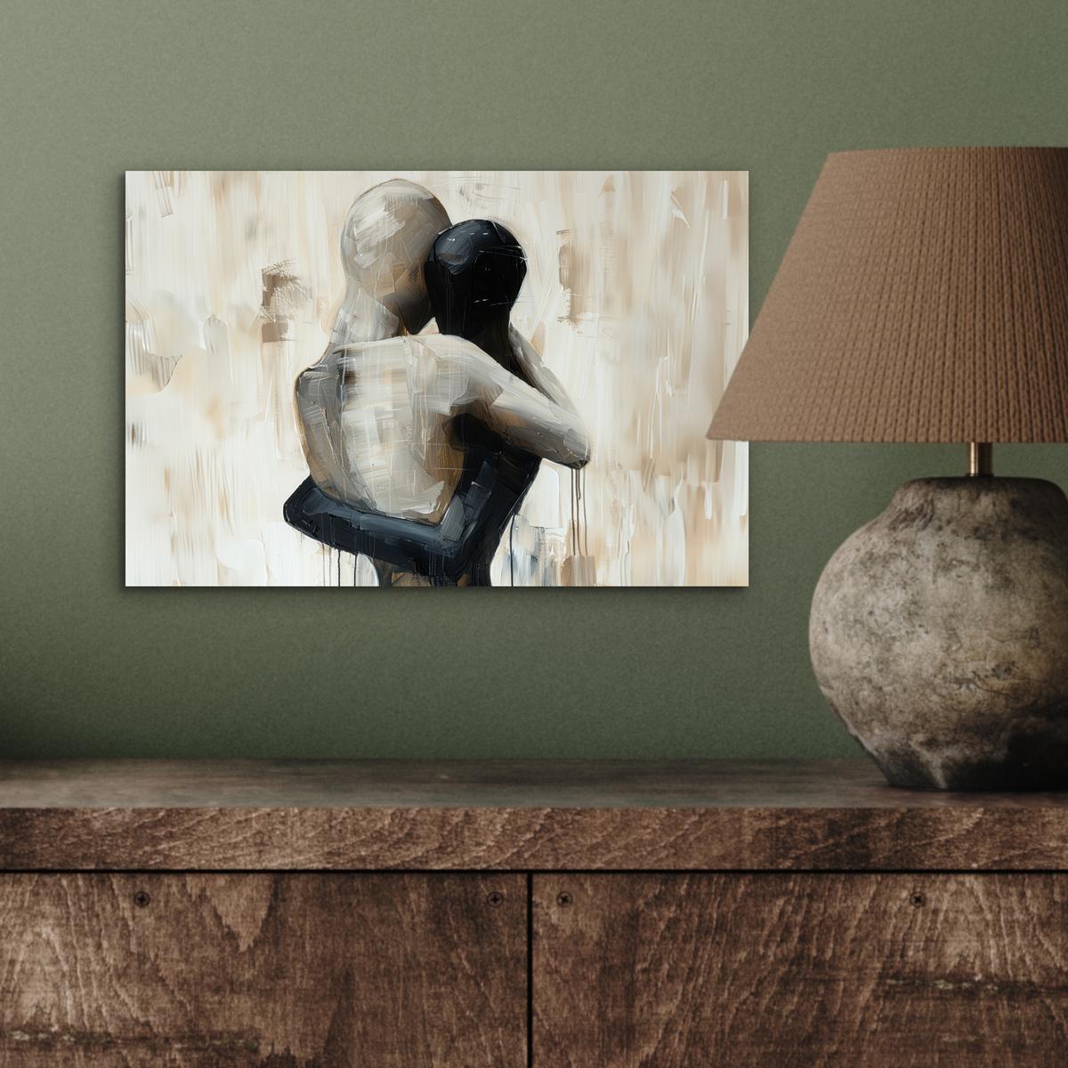METALLBILD Abstrakt - Liebe - Schwarz und weiß - Modern 30x20 cm - Schwarz, Metall (30/20cm) - MuchoWow