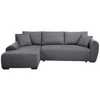 ECKSCHLAFSOFA Dallas mit Bettkasten, 255 cm, Dunkelgrau, links, Velour-Stoff - Dunkelgrau, Textil (255/175cm) - Beautysofa