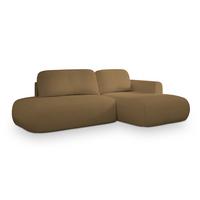 ECKSOFA NUVIRA R-S Orange Boucle-Stoff mit Schlaffunktion - Orange, Holz (279/158cm) - MASSENO