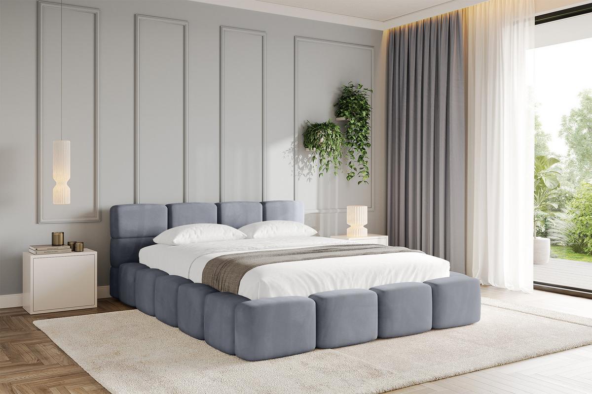 POLSTERBETT mit Bettkasten und Lattenrost, Bett mit Kopfteil, Boxbett ohne Matratze, Doppelbett mit Stauraum - NATA-v1 200x200 Grau - Grau, Holzwerkstoff/Textil (200/200cm) - ALTDECOR