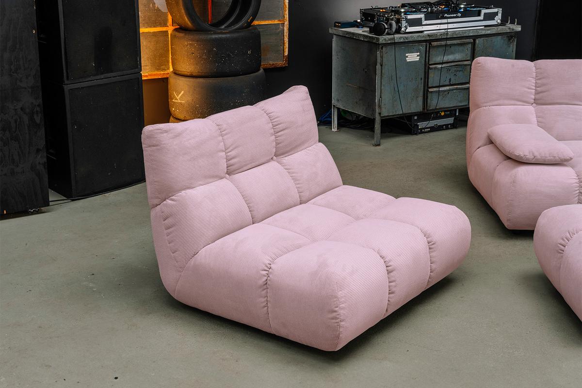 DREHSESSEL VIVIEN Pink Cord Drehbar (360°) - Pink/Schwarz, Kunststoff/Textil (112/85/108cm) - KAWOLA