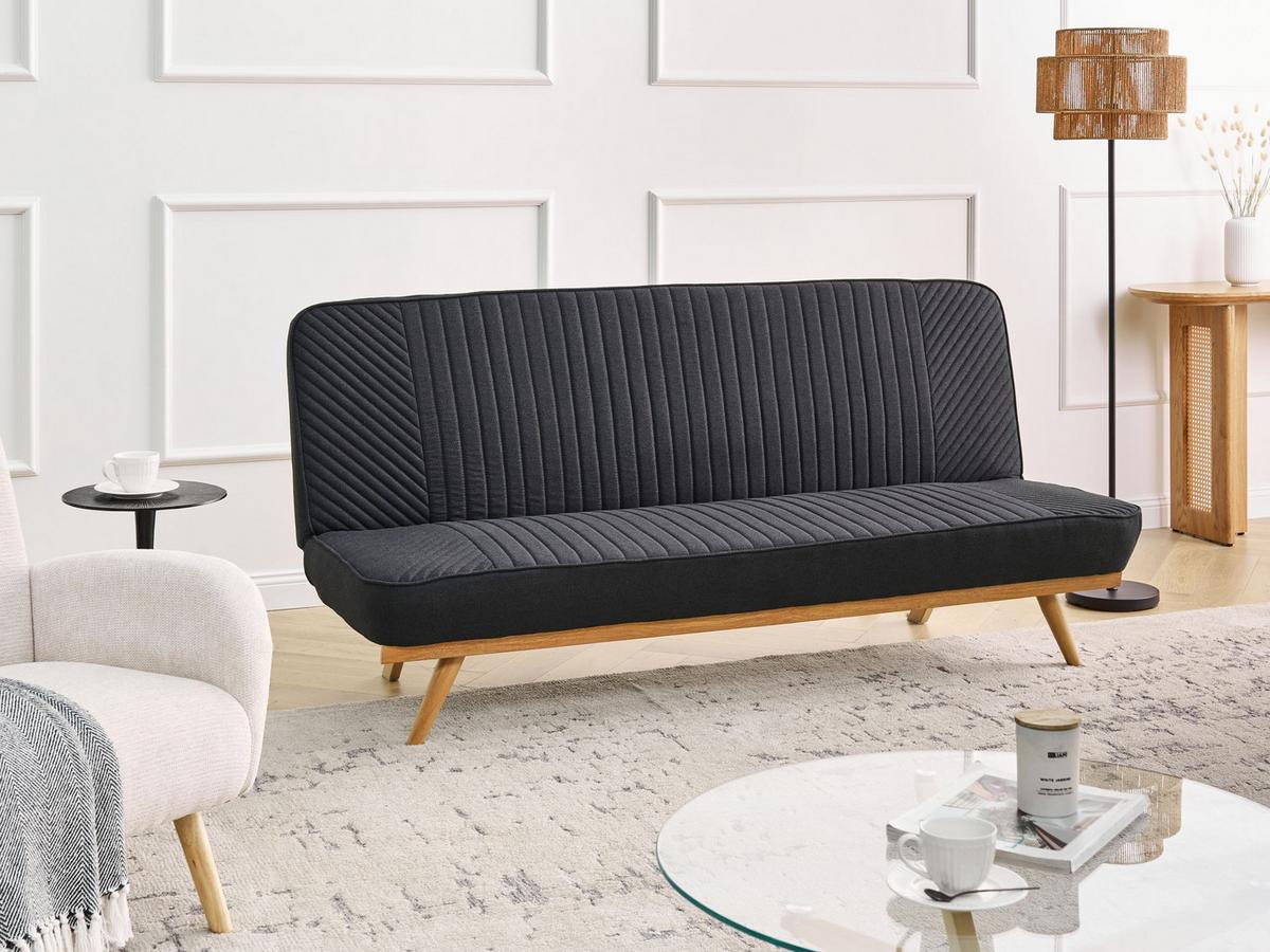 SCHLAFSOFA 2-Sitzer Stoff Schwarz Kalfafel - Schwarz/Braun, Textil (191/84/73cm) - Beliani