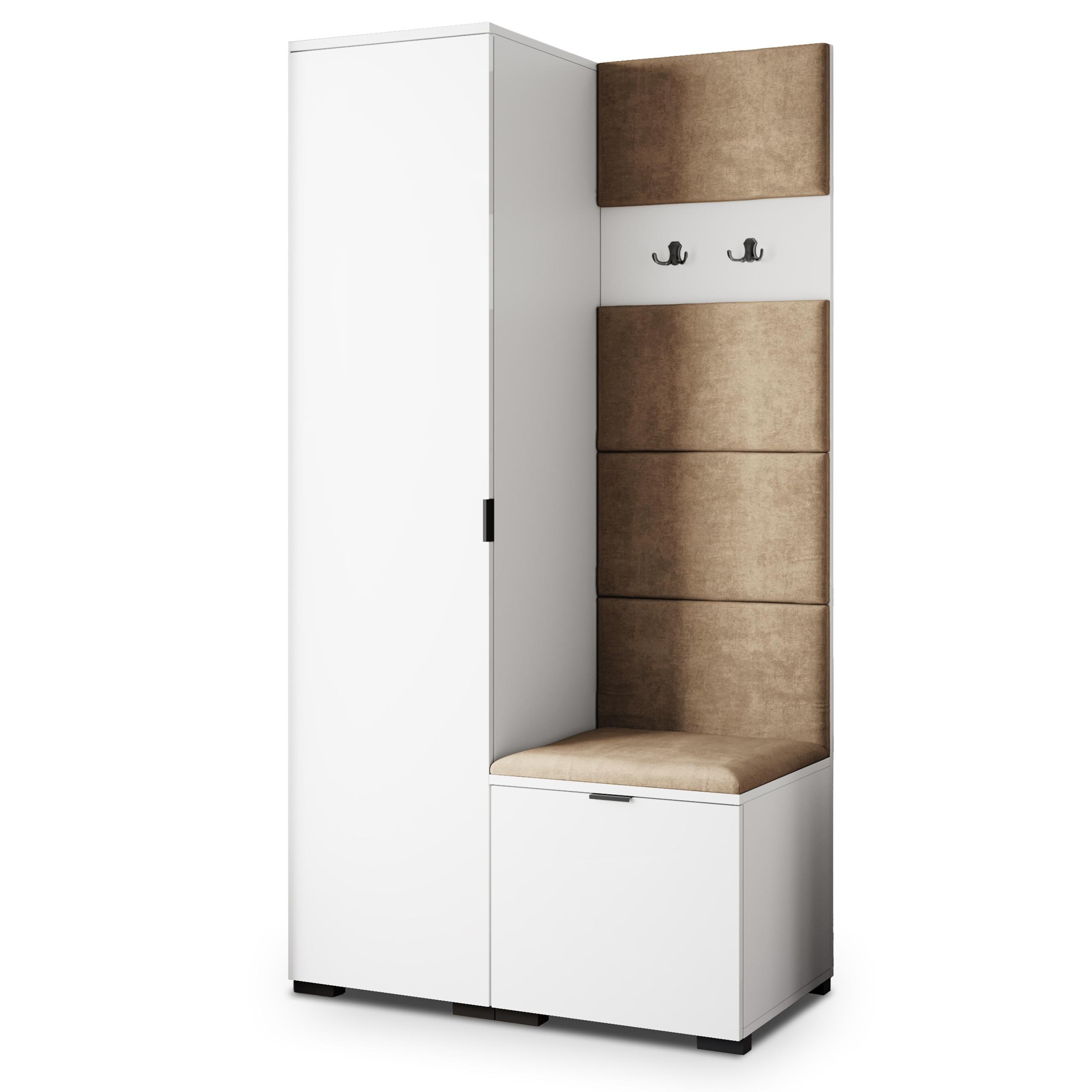 GARDEROBENSCHRANK LORI 95/181/51 cm Modern Garderobe-Set Weiß - Weiß/Mokka, Holzwerkstoff (95/181/51cm) - MASSENO