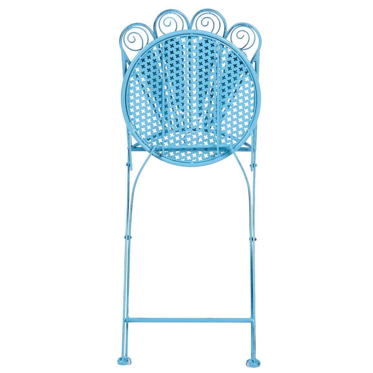 GARTENSTUHL 2er-Set klappbar Metall Blau Pavia - Blau, Metall (40/91/47cm) - Beliani