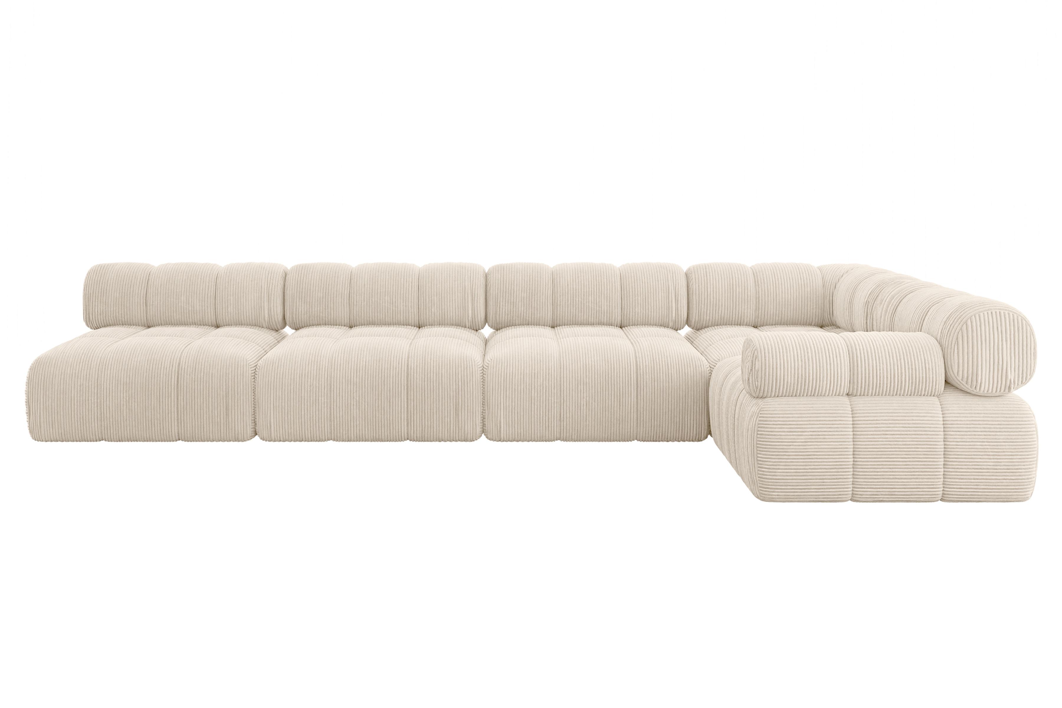 ECKSOFA modulares Sofa Mende-L3 - 380x190x70 cm Beige Cord - Beige, Holzwerkstoff/Textil (380/190cm) - ALTDECOR